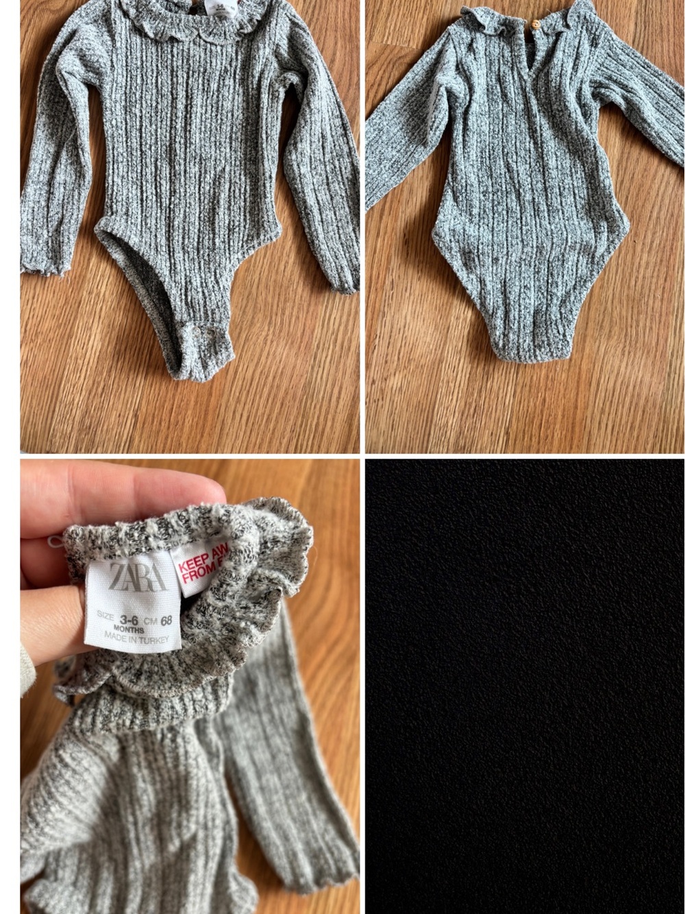 Kids grey ribbed bodysuit
